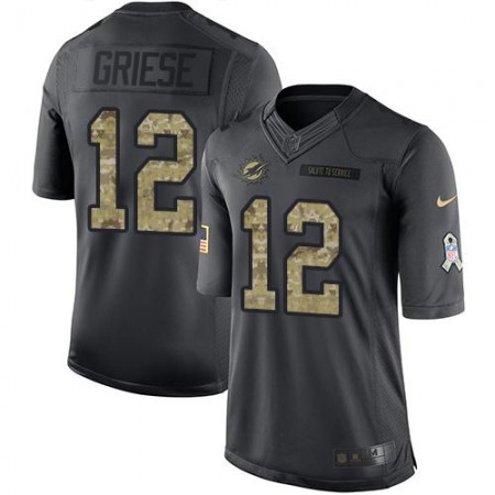 Dolphins #12 Bob Griese Black Men's Stitched NFL Limited 2016 Salute to Service Jersey