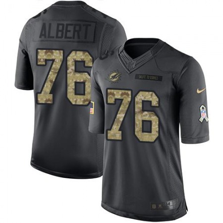 Dolphins #76 Branden Albert Black Men's Stitched NFL Limited 2016 Salute to Service Jersey
