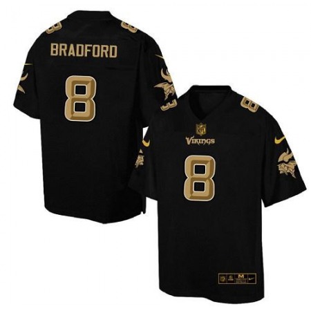 Vikings #8 Sam Bradford Black Men's Stitched NFL Elite Pro Line Gold Collection Jersey