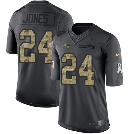 Patriots #24 Cyrus Jones Black Men's Stitched NFL Limited 2016 Salute To Service Jersey
