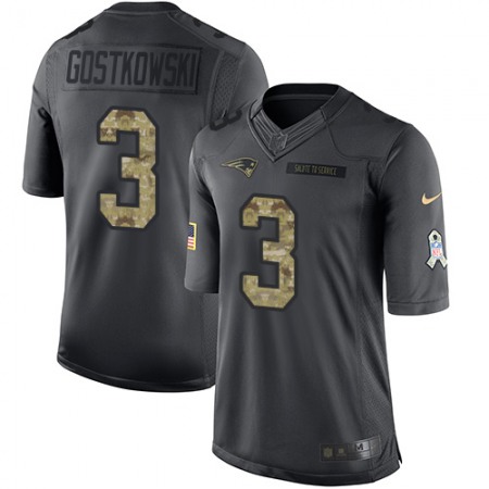 Patriots #3 Stephen Gostkowski Black Men's Stitched NFL Limited 2016 Salute To Service Jersey