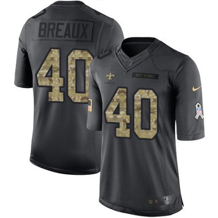Saints #40 Delvin Breaux Black Men's Stitched NFL Limited 2016 Salute To Service Jersey