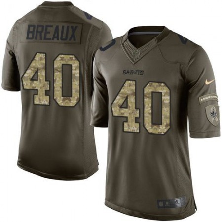 Saints #40 Delvin Breaux Green Men's Stitched NFL Limited Salute to Service Jersey