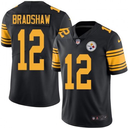 Steelers #12 Terry Bradshaw Black Men's Stitched NFL Limited Rush Jersey