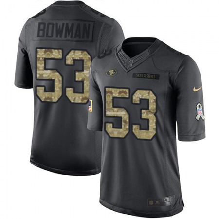 49ers #53 NaVorro Bowman Black Men's Stitched NFL Limited 2016 Salute to Service Jersey