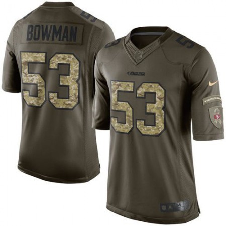 49ers #53 NaVorro Bowman Green Men's Stitched NFL Limited Salute to Service Jersey