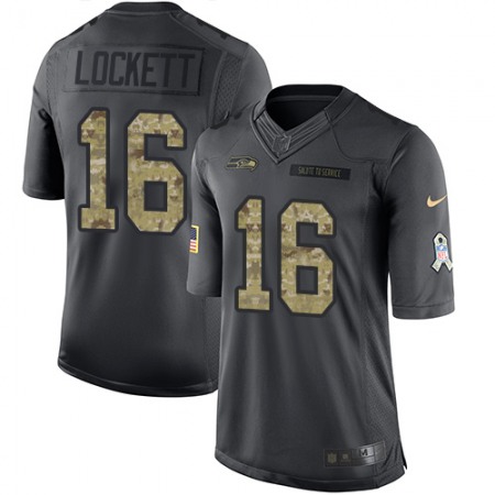 Seahawks #16 Tyler Lockett Black Men's Stitched NFL Limited 2016 Salute to Service Jersey