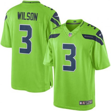 Seahawks #3 Russell Wilson Green Men's Stitched NFL Limited Rush Jersey