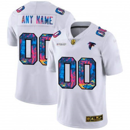 Men's Atlanta Falcons ACTIVE PLAYER Custom 2020 White Crucial Catch Limited Stitched Jersey