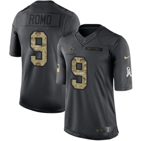 Cowboys #9 Tony Romo Black Youth Stitched NFL Limited 2016 Salute to Service Jersey