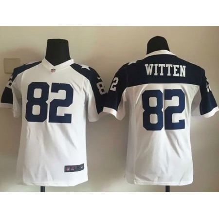Cowboys #82 Jason Witten White Thanksgiving Youth Throwback Stitched NFL Elite Jersey