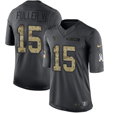 Texans #15 Will Fuller V Black Youth Stitched NFL Limited 2016 Salute to Service Jersey