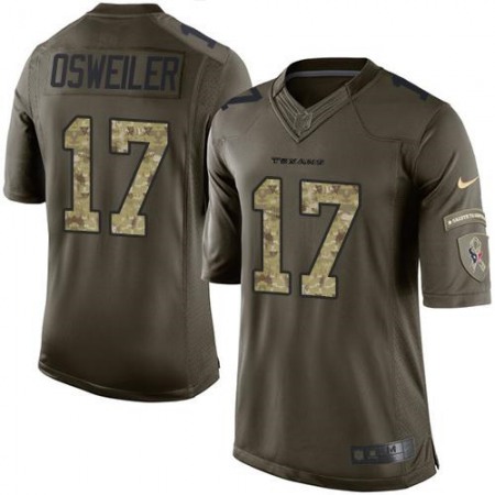 Texans #17 Brock Osweiler Green Youth Stitched NFL Limited Salute to Service Jersey