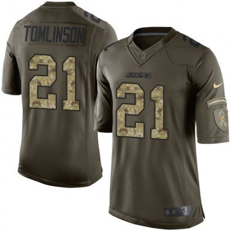Chargers #21 LaDainian Tomlinson Green Youth Stitched NFL Limited Salute to Service Jersey