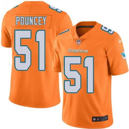 Dolphins #51 Mike Pouncey Orange Youth Stitched NFL Limited Rush Jersey