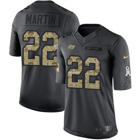 Buccaneers #22 Doug Martin Black Youth Stitched NFL Limited 2016 Salute to Service Jersey