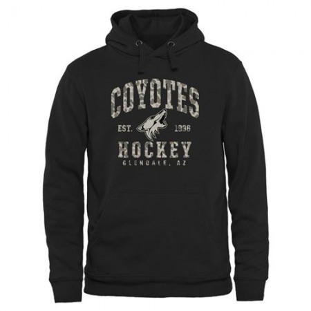 Men's Arizona Coyotes Black Camo Stack Pullover Hoodie