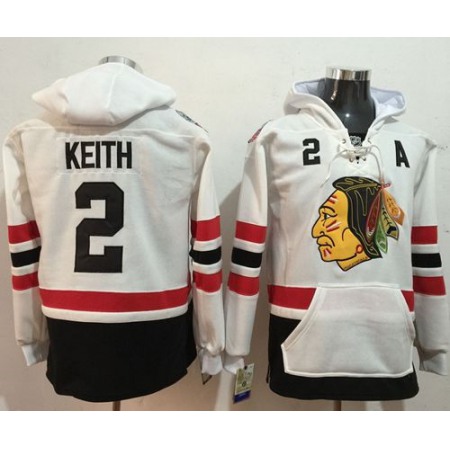 Blackhawks #2 Duncan Keith White Name & Number Pullover NHL Hoodie