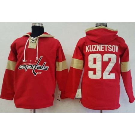 Capitals #92 Evgeny Kuznetsov Red Pullover Hoodie Stitched NHL Jersey