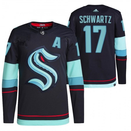 Men's Seattle Kraken #17 Jaden Schwartz Navy Stitched Jersey