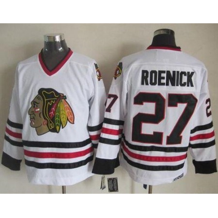 Blackhawks #27 Jeremy Roenick White CCM Throwback Stitched NHL Jersey