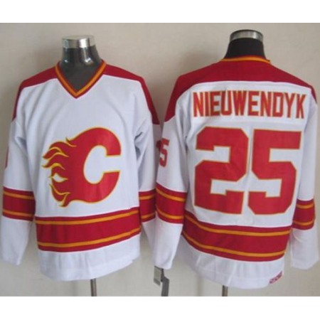 Flames #25 Joe Nieuwendyk White CCM Throwback Stitched NHL Jersey