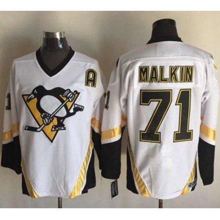 Penguins #71 Evgeni Malkin White CCM Throwback Stitched NHL Jersey