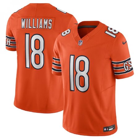 Men's Chicago Bears #18 Caleb Williams Orange 2024 NFL Draft First Round Pick Player F.U.S.E. Vapor Untouchable Limited Stitched Football Jersey